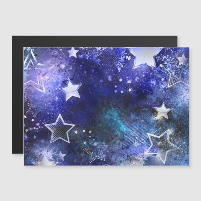 Invitación Magnética Fondo espacial con estrellas (Anverso/Reverso)