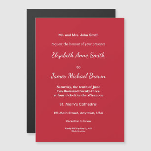 Invitación Magnética Fondo Rojo Oscuro 