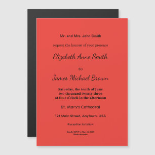 Invitación Magnética Fondo rojo sólido negrita