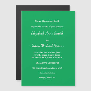 Invitación Magnética Fondo verde sólido