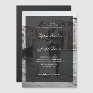 Invitación Magnética Formal Clásico y Superposición Oscura   Foto Boda