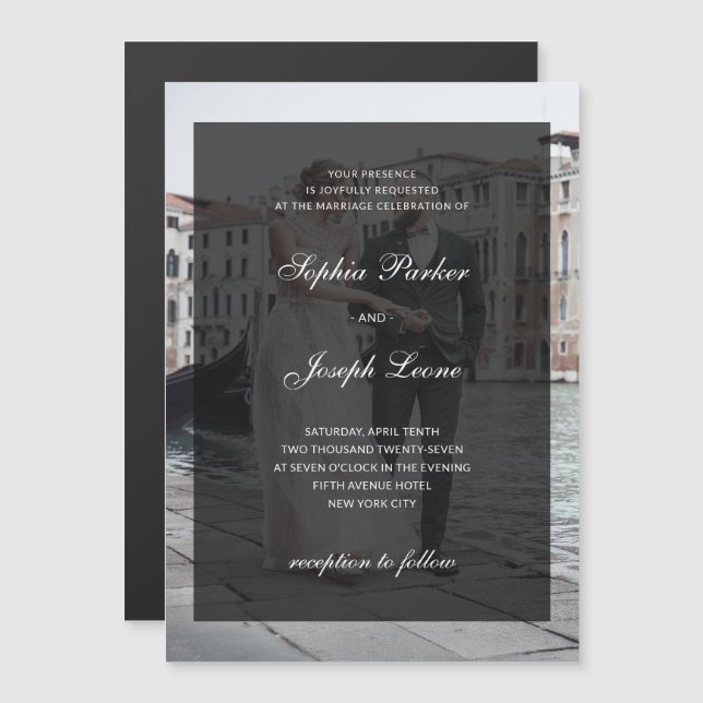 Invitación Magnética Formal Classic and Dark Overlay | Photo Wedding (Anverso/Reverso)