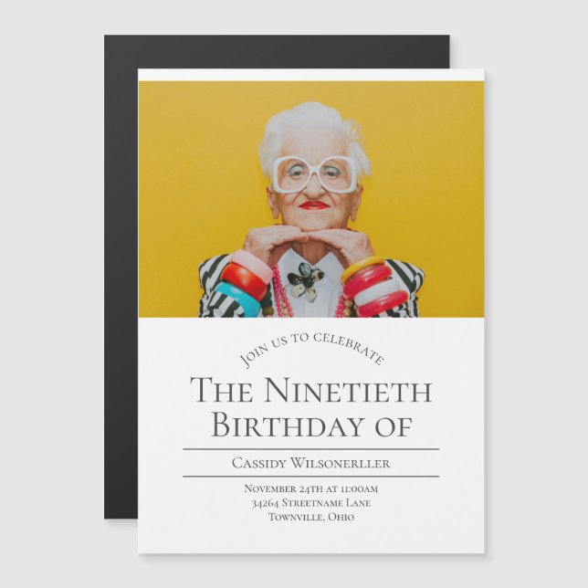 Invitación Magnética Foto 90 Cumpleaños (Anverso/Reverso)