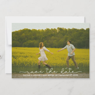 Invitación Magnética Foto Cute Boho Script Save The Date Magnetic Card