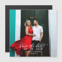 Foto de boda con caligrafía chic para guardar la f