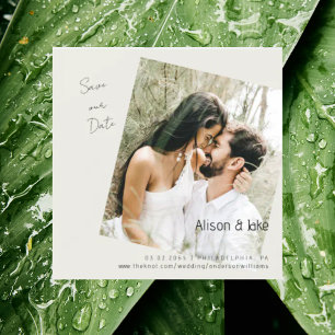 Invitación Magnética Foto de boda crema Guarda nuestra fecha Cuadrado
