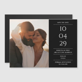 Invitación Magnética Foto De Boda Moderno Blanco Y Negro Que Guarda La 