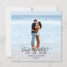 Invitación Magnética Foto de Caligrafía Elegante para Guardar la Fecha