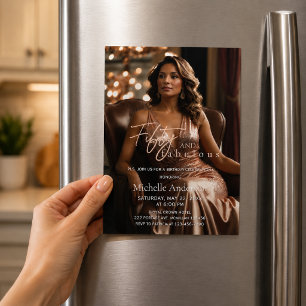 Invitación Magnética Foto de cumpleaños número 50 con estilo Rose Gold 