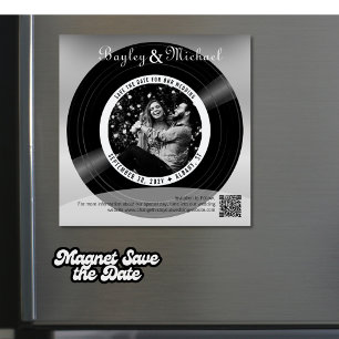 Invitación Magnética Foto de disco de vinilo retro para guardar la fech