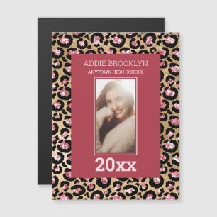Invitación Magnética Foto de fecha de graduación Save Date Pink Black G