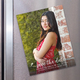 Invitación Magnética Foto De Graduación Guardar Fecha Script Corazones