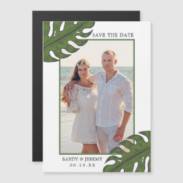 Invitación Magnética Foto de hojas de palma tropicales para boda Save t