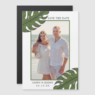 Invitación Magnética Foto de hojas de palma tropicales para boda Save t