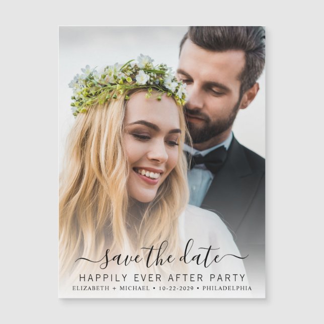 Invitación Magnética Foto de la recepción de boda Guardar la fecha (Anverso)