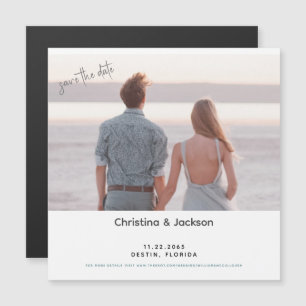 Invitación Magnética Foto de Pareja en la Playa Fuente Moderna Save the