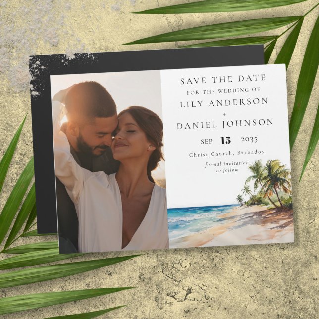 Invitación Magnética Foto de playa tropical Boda Guardar la fecha (Tropical Beach Photo Wedding Save The Date Magnetic Invitation)