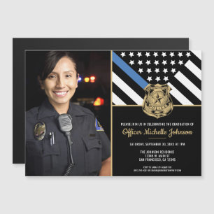 Invitación Magnética Foto de policía de graduación
