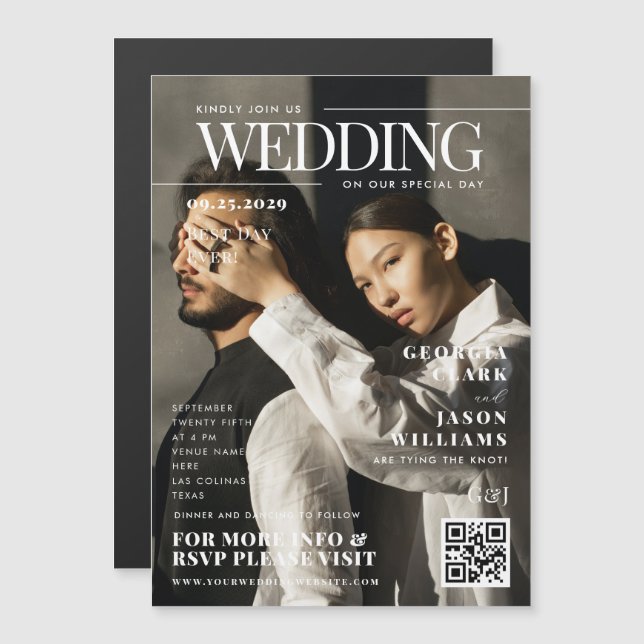 Invitación Magnética Foto de su Personalizado | Boda único de portada d (Anverso/Reverso)