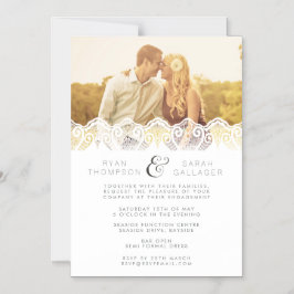 Invitación Magnética Foto del Boda de compromiso de encaje blanco de Ma
