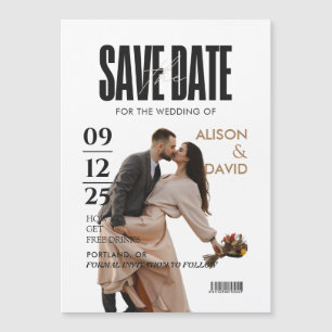 Invitación Magnética Foto en blanco y negro Guardar el Boda de fechas