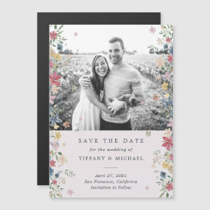 Invitación Magnética Foto floral Guardar la fecha