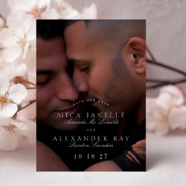 Invitación Magnética Foto Formal Clásica Gris Claro Guardar La Fecha