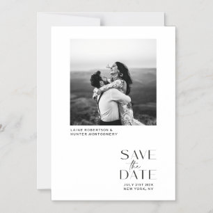 Invitación Magnética Foto Minimalista moderna y blanca salva la fecha