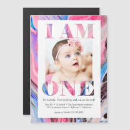 Invitación Magnética Foto moderna + brillante Primer cumpleaños