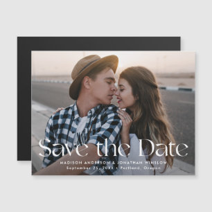 Invitación Magnética Foto moderna de letras antiguas salva la fecha