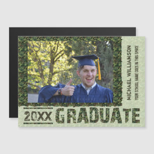 Invitación Magnética Foto personalizada de graduación 2023 con camuflaj