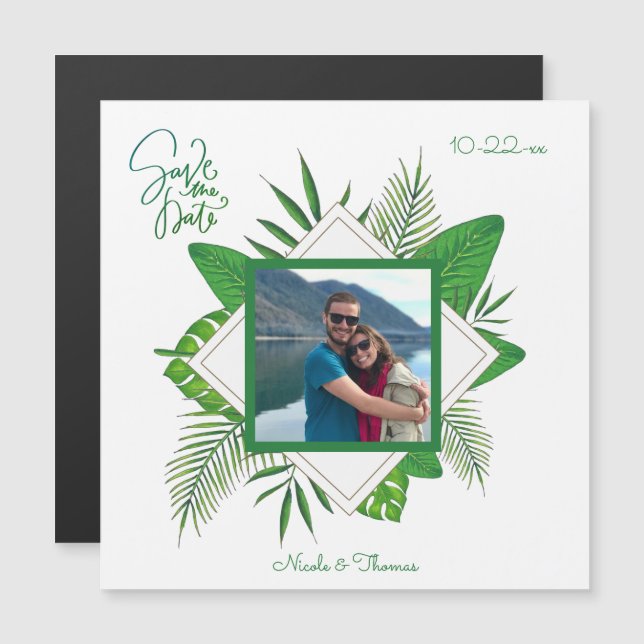 Invitación Magnética Foto Personalizada De Parejas Framadas Guardar La  (Anverso/Reverso)
