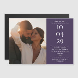 Invitación Magnética Foto Purple Modern Boda Save the Date