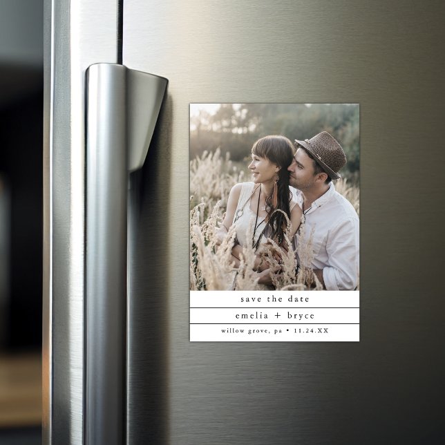 Invitación Magnética Foto única de EMELIA Boda neutral salve la fecha (EMELIA Unique Photo Neutral Wedding Save the Date Magnetic Invitation)