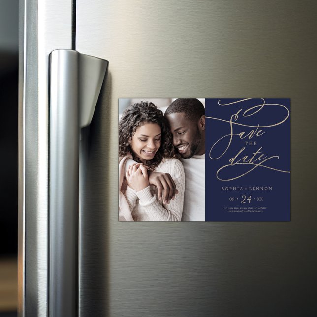 Invitación Magnética Fotografía de caligrafía naval romántica Salva la  (Subido por el creador)