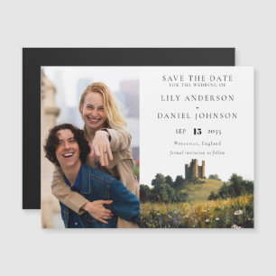 Invitación Magnética Fotografía de Castillo de Flores Silvestres Boda S