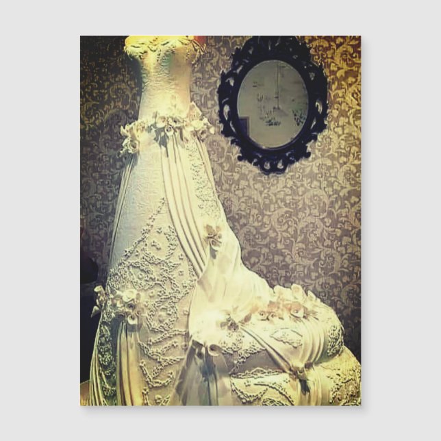 Invitación Magnética Fotografía de pastel de vestido de novia (Anverso)