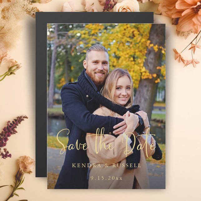 Invitación Magnética Fotografía moderna de caligrafía Save the Date (Subido por el creador)