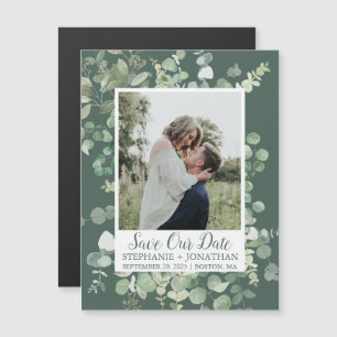 Invitación Magnética Fotografía Verde Eucalyptus Guardar Las Fechas Mag