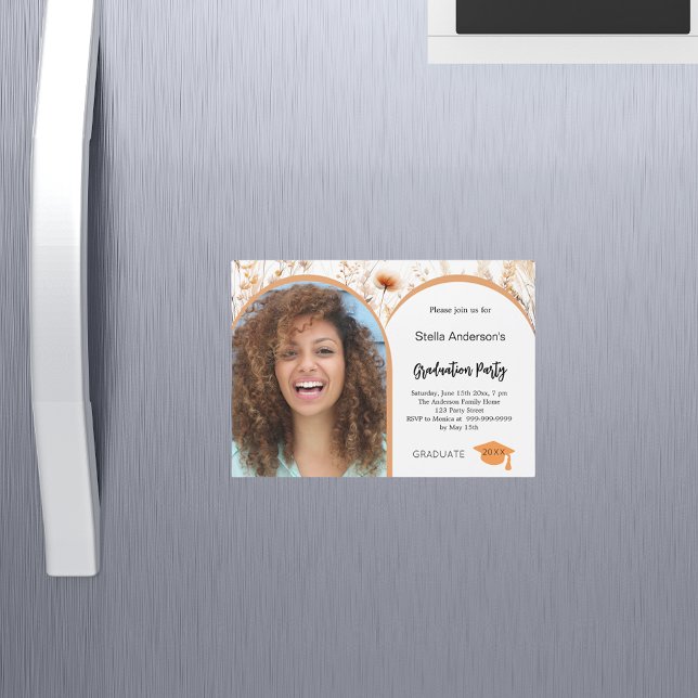 Invitación Magnética Fotos de flores silvestres graduación de arco de f (Subido por el creador)