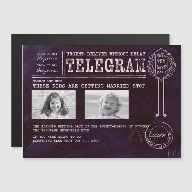 Invitación Magnética Fotos divertidas de la infancia salvan la fecha de (Anverso/Reverso)