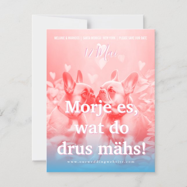 Invitación Magnética French Bulldog Cologne Save the Date  (Anverso)