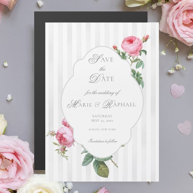Invitación Magnética French Rose Botanical Wedding Save the Date (Subido por el creador)