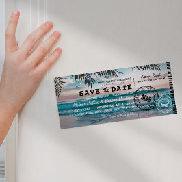 Invitación Magnética Fridge Save the Date Tropical Beach Palm Trees