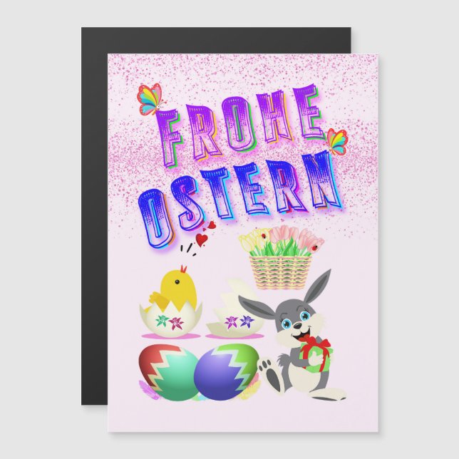 Invitación Magnética Frohe Ostern (Anverso/Reverso)