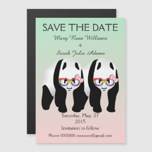 Invitación Magnética Fun Lesbian Panda Bears Wedding Save The Date