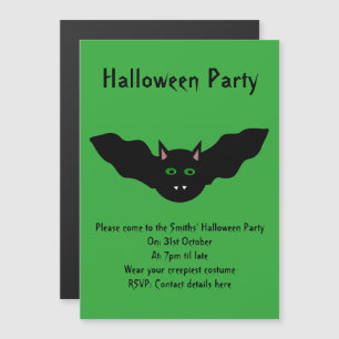 Invitación Magnética Gato de vampiros frente a la fiesta de Bat Hallowe