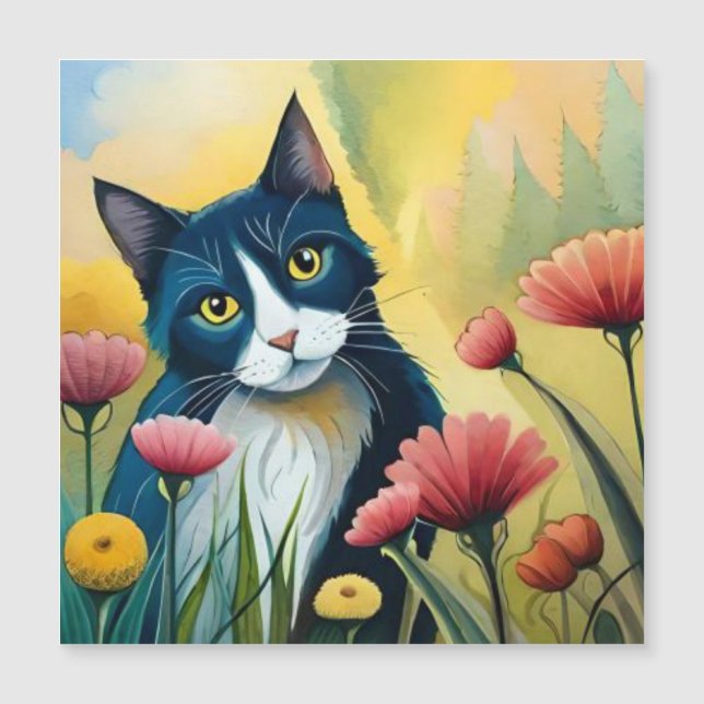 Invitación Magnética gato FLoral (Anverso)