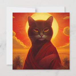 Invitación Magnética Gato Gris Con Ropa De Moda En Escena De Puesta De