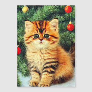 Invitación Magnética Gato vintage de Navidad